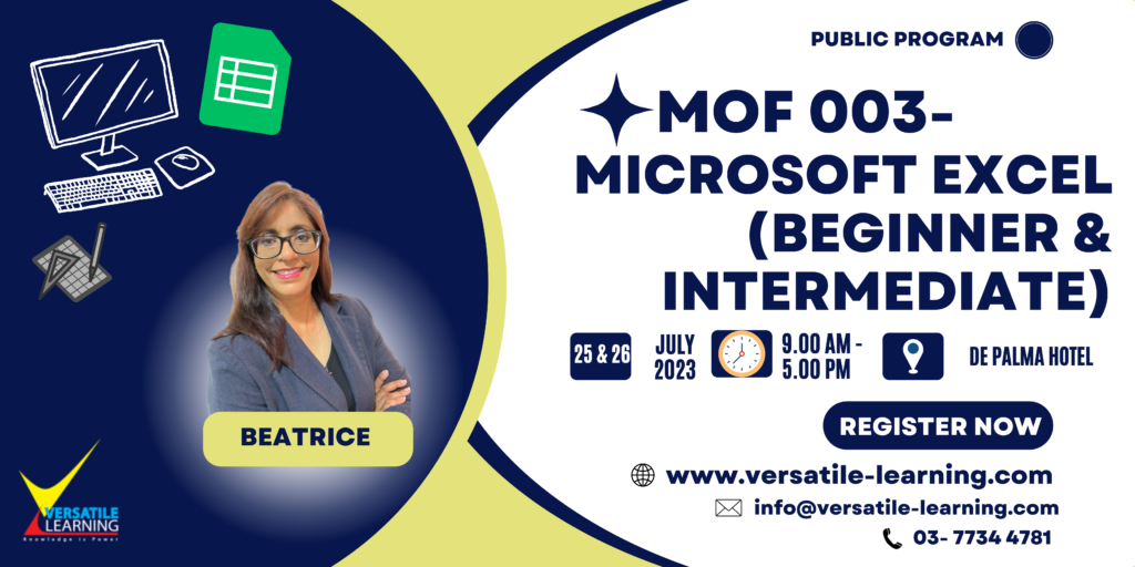 MOF 003 - Microsoft Excel (Beginner & Intermediate) 25 & 26 July 2023