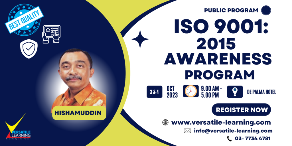 ISO 003 - ISO 9001: 2015 Awareness, 3 & 4 October 2023