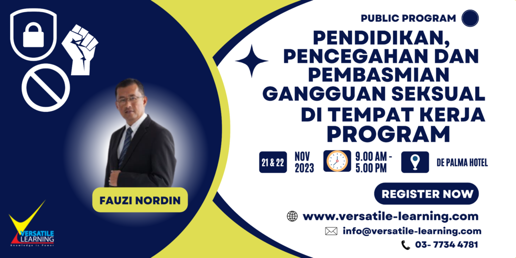 SWP 004- Pendidikan, Pencegahan dan Pembasmian Gangguan Seksual di Tempat Kerja, 21 & 22 November 2023
